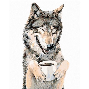 Malování podle čísel - Vlk a káva (Holly Simental) (HRAbz33122nad)