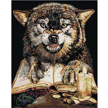 Malování podle čísel - Vlk s knihou (Holly Simental) (HRAbz33128nad)