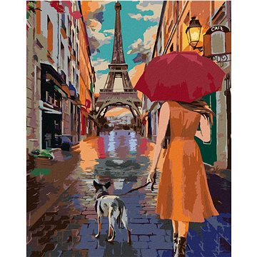 Malování podle čísel - Paříž Eiffelova věž procházka uličkou (HRAbz33172nad)