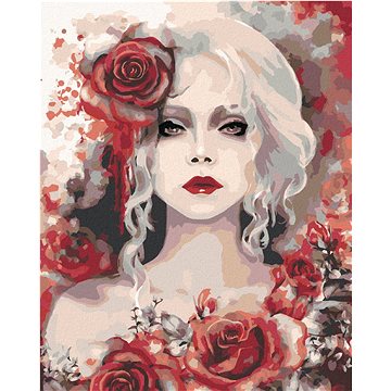 Malování podle čísel - Žena s rudými růžemi (HRAbz33240nad)