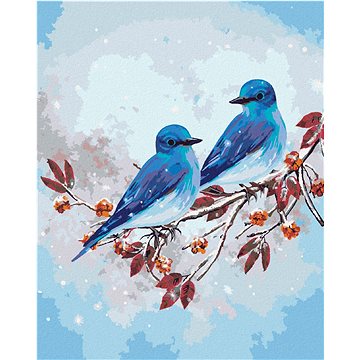 Malování podle čísel - Dva modří ptáčci na větvi (HRAbz33339nad)