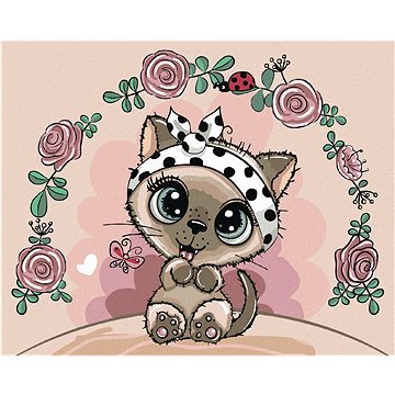 Malování podle čísel - Malá kočka s květinami (HRAbz33361nad)