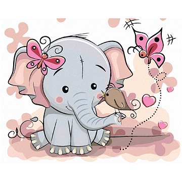 Malování podle čísel - Malý slon s motýli (HRAbz33370nad)