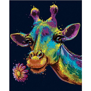 Malování podle čísel - Barevná žirafa s květinou (HRAbz33376nad)