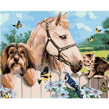 Malování podle čísel - Pes, kůň a kotě (Howard Robinson) (HRAbz33380nad)