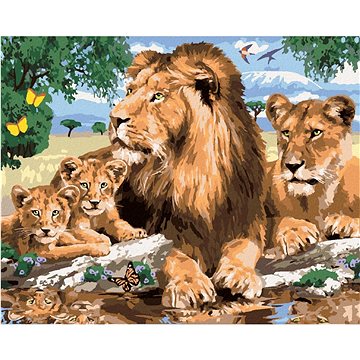 Malování podle čísel - Lev a lvice s lvíčaty (Howard Robinson) (HRAbz33381nad)