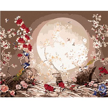 Malování podle čísel - Japonsko měsíční krajina s ptáčky (HRAbz33386nad)