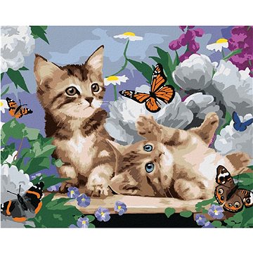 Malování podle čísel - Koťata, motýli a pivoňky (Howard Robinson) (HRAbz33442nad)
