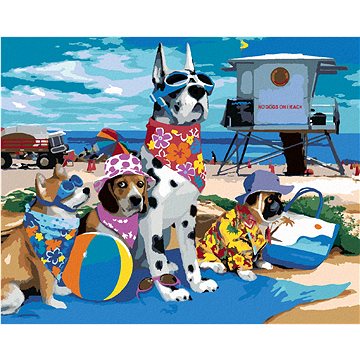 Malování podle čísel - Psi na výletě na pláži (Howard Robinson) (HRAbz33445nad)
