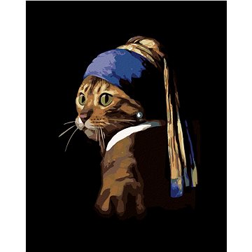 Malování podle čísel - Kočka jako dívka s perlou (HRAbz33498nad)
