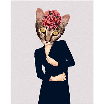 Malování podle čísel - Kočka v oblečení a růže (HRAbz33524nad)