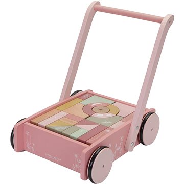 Little Dutch Vozíček s kostkami dřevěný Pink Flowers (8713291770201)