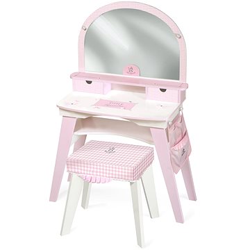 DeCuevas 55746 Dřevěný toaletní stolek XL se zrcadlem a dřevěnou židličkou NIZA 2022 (4897022557461)