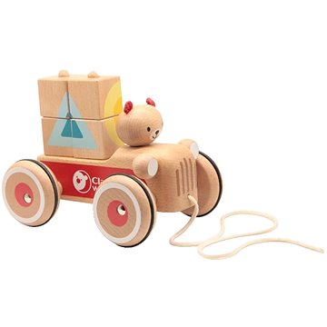 Rappa auto dřevěné tahací s medvědem Coco a kostkami (6927049053573)