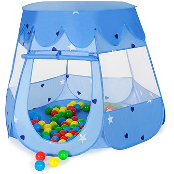 Tectake dětský modrý hrací stan se 100 míčky (400951)