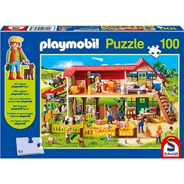 Schmidt Puzzle Playmobil Farma 100 dílků + figurka Playmobil (4001504561635)