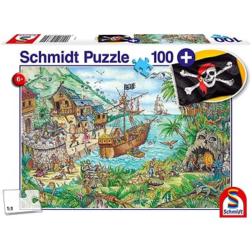 Schmidt Puzzle V pirátské zátoce 100 dílků + dárek (pirátská vlajka) (4001504563301)