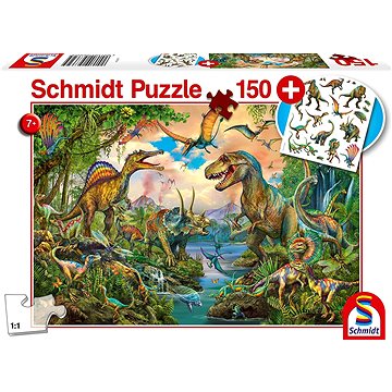 Schmidt Puzzle Dinosauři 150 dílků + dárek (tetovačky) (4001504563325)