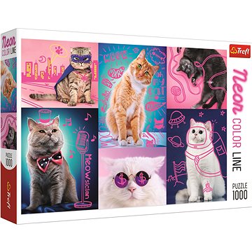 Trefl Puzzle Neon Color Line Super kočky 1000 dílků (5900511105810)