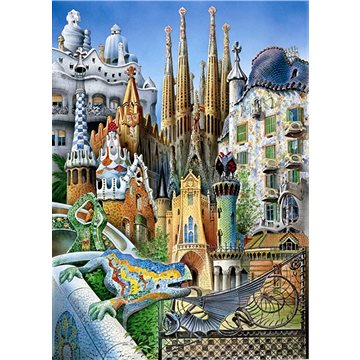 Educa Miniaturní puzzle Koláž z díla A.Gaudí 1000 dílků (8412668118744)
