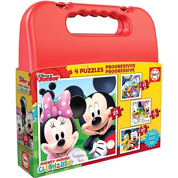 Educa Puzzle v kufříku Mickey Mouse a kamarádi 4v1 (12,16,20,25 dílků) (8412668165052)