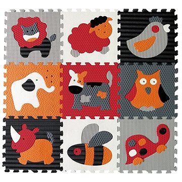 Baby Great Pěnové puzzle Zvířata šedá-červená SX (30x30) (8595146111175)
