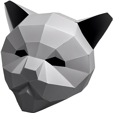 PolyPaper - 3D Papírová maska - Kočka šedá (617669445334)