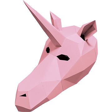 PolyPaper - 3D Papírová maska - Jednorožec růžová (617669445365)