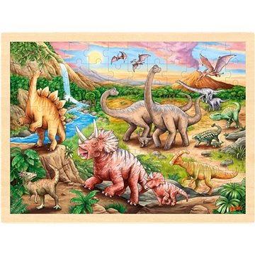 GOKI Dřevěné puzzle Dinosauří stezka 96 dílků (57348)