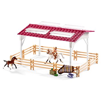 Schleich 42344 Stáj s koňmi a příslušenstvím v pastelových barvách (4005086423442)