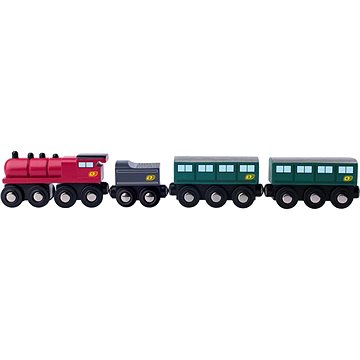 Woody Parní lokomotiva s uhlím a osobními vagony (8591864918997)