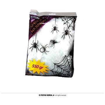 Pavučina bílá 550g + 4 pavouci - halloween (8434077194317)