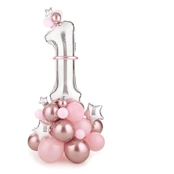 Sada balónků 1. narozeniny holka - růžová - 90 x 140 cm - 45 ks (5900779142480)