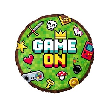 Balónek foliový game on - pixel - minecraft - 45 cm (5902973148237)