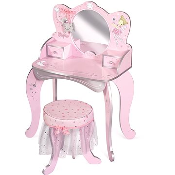 DeCuevas 55534A Dřevěný toaletní stolek se zrcadlem a dřevěnou židličkou Magic Maria 2022 (8595692602479)