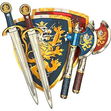 Liontouch Rytířský set pro dva, modrý + červený - Meč, štít, sekera (5707307110009)