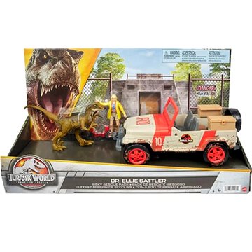 Jurassic World Ellie Sattlerová s autem a dinosaurem (194735115600)