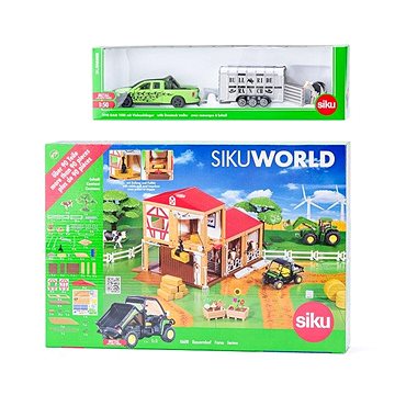 Siku World - farma s autem pro přepravu dobytka (8591864619986)