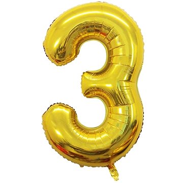 Atomia fóliový balón narozeninové číslo 3, zlatý 82 cm (02113)