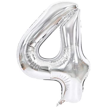 Atomia fóliový balón narozeninové číslo 4, stříbrný 82 cm (02154)