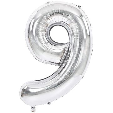 Atomia fóliový balón narozeninové číslo 9, stříbrný 82 cm (02159)