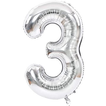 Atomia fóliový balón narozeninové číslo 3, stříbrný 102 cm (02163)