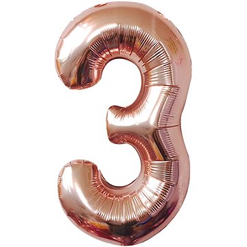 Atomia fóliový balón narozeninové číslo 3, ružovo zlatý 82 cm (02173)