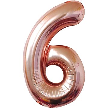 Atomia fóliový balón narozeninové číslo 6, ružovo zlatý 82 cm (02176)