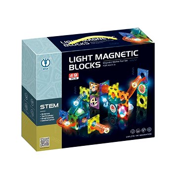 Kuličkodráha magnetická se světlem 49 ks (8591945097580)
