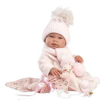 Llorens 84338 New Born holčička - realistická panenka s celovinylovým tělem - 43 cm (8426265843381)