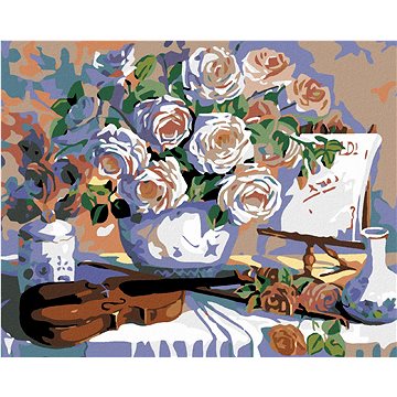 Malování podle čísel - Housle a růže (HRAmal00145nad)