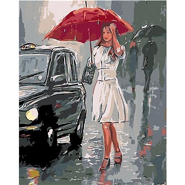 Malování podle čísel - Žena u auta v dešti (HRAmal00188nad)