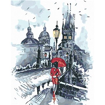 Malování podle čísel - Žena s deštníkem na Karlově mostě (HRAmal00193nad)
