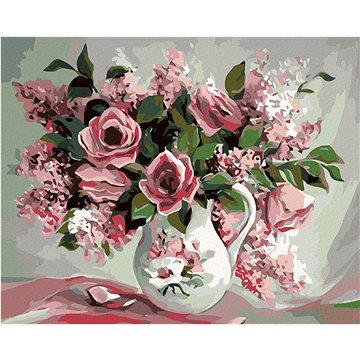 Malování podle čísel - Růže a šeříky v malované váze (HRAmal00261nad)